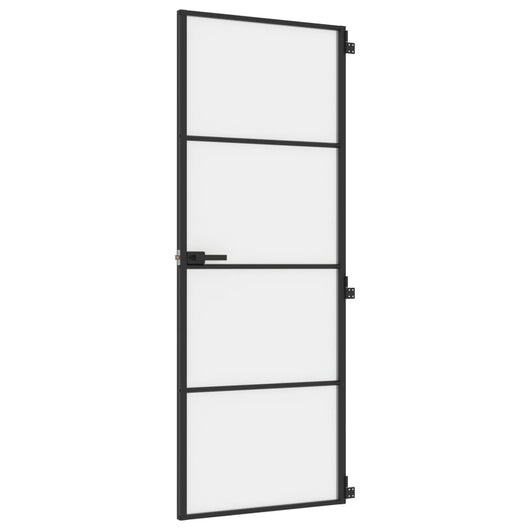 Porta per Interni Nera 76x201,5cm Vetro Temperato e Alluminiocod mxl 83800