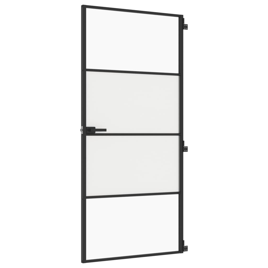 Porta Interni Sottile Nera 93x201,5cm Vetro Temperato Alluminiocod mxl 83803