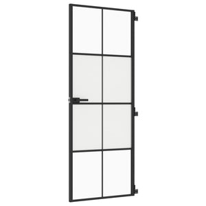 Porta Interni Sottile Nera 76x201,5cm Vetro Temperato Alluminiocod mxl 131719