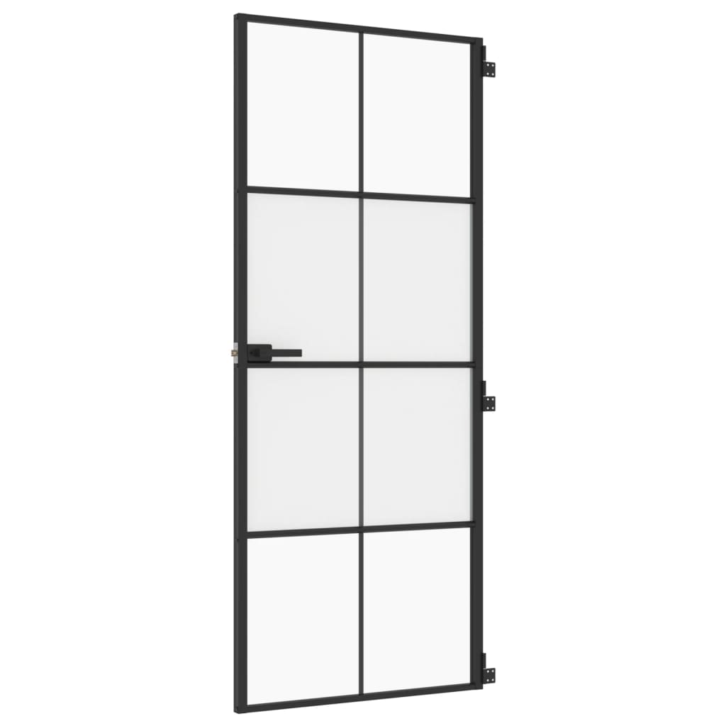 Porta Interni Sottile Nera 83x201,5cm Vetro Temperato Alluminiocod mxl 131718