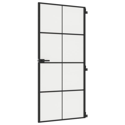 Porta Interni Sottile Nera 93x201,5cm Vetro Temperato Alluminiocod mxl 83801