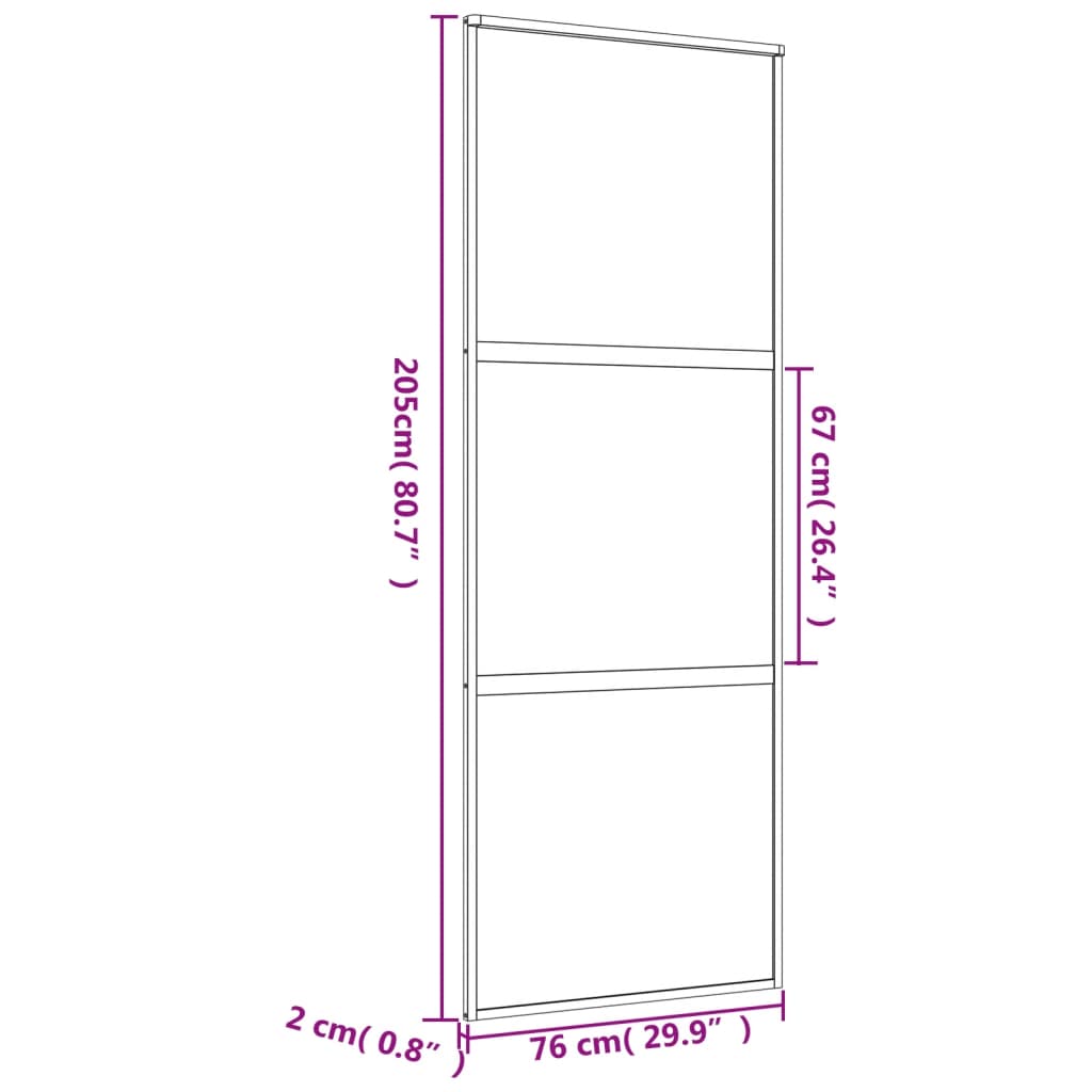 Porta Scorrevole Dorata 76x205 Vetro Smerigliato ESG Alluminio 155151