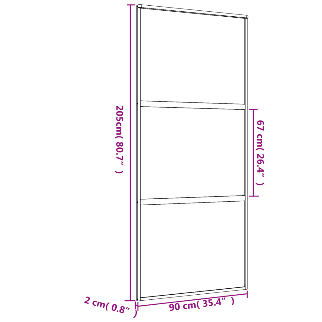 Porta Scorrevole Dorata 90x205 Vetro Smerigliato ESG Alluminio 155152