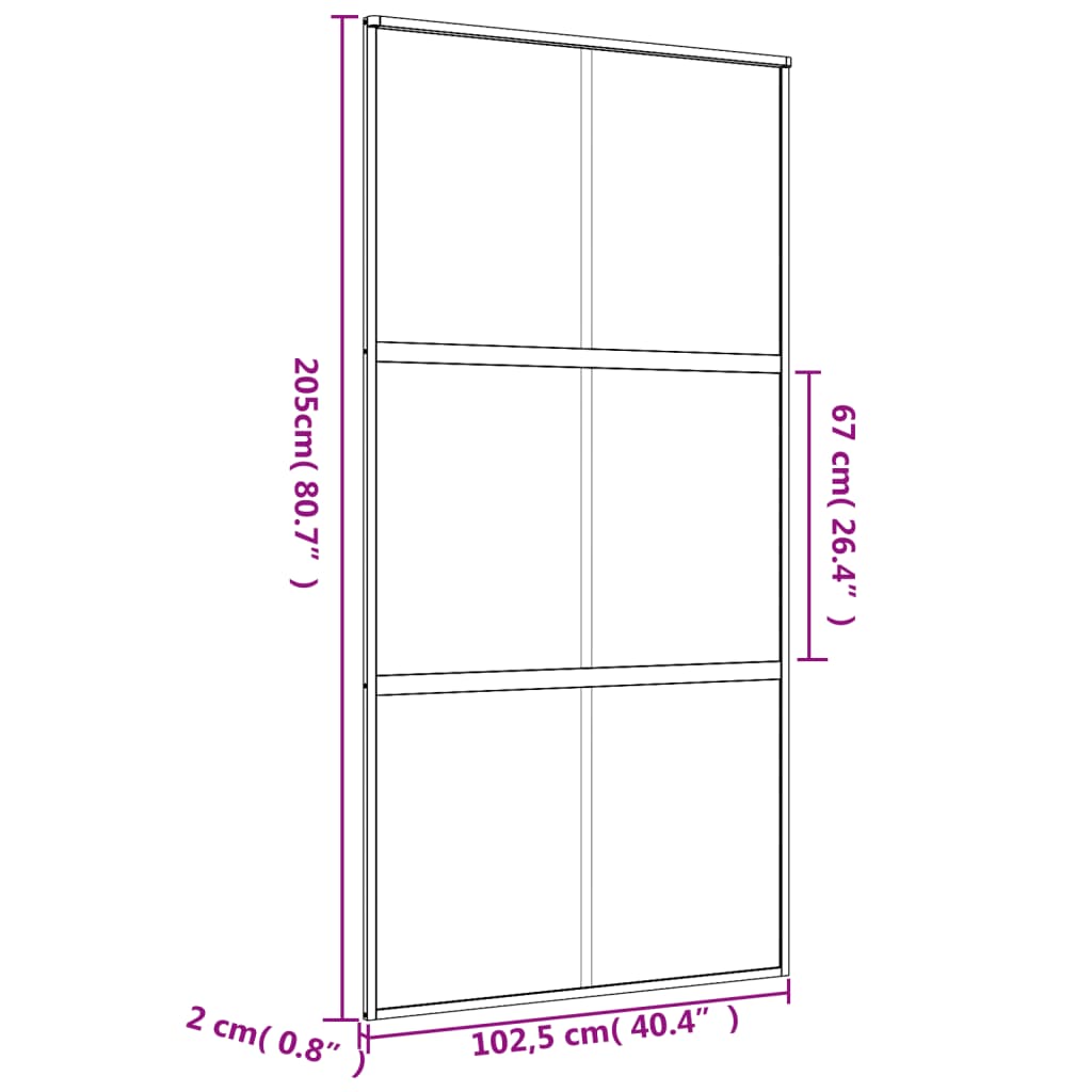 Porta Scorrevole Oro 102,5x205 Vetro Trasparente ESG Alluminio 155156