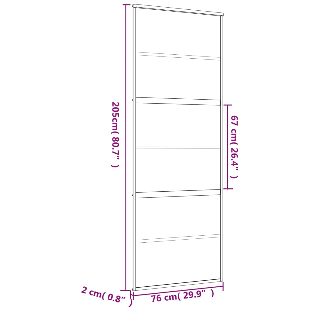 Porta Scorrevole Dorata 76x205 Vetro Smerigliato ESG Alluminio 155163