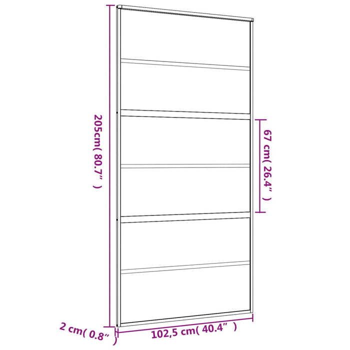 Porta Scorrevole Oro 102,5x205 Vetro Smerigliato ESG Alluminio 155165