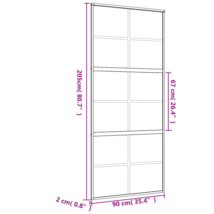 Porta Scorrevole Dorata 90x205 Vetro Smerigliato ESG Alluminio 155170