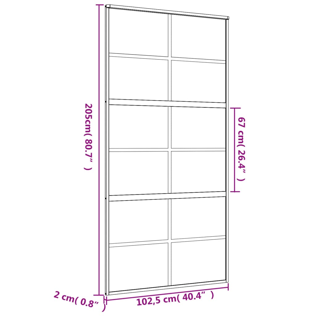 Porta Scorrevole Oro 102,5x205 Vetro Smerigliato ESG Alluminio 155171