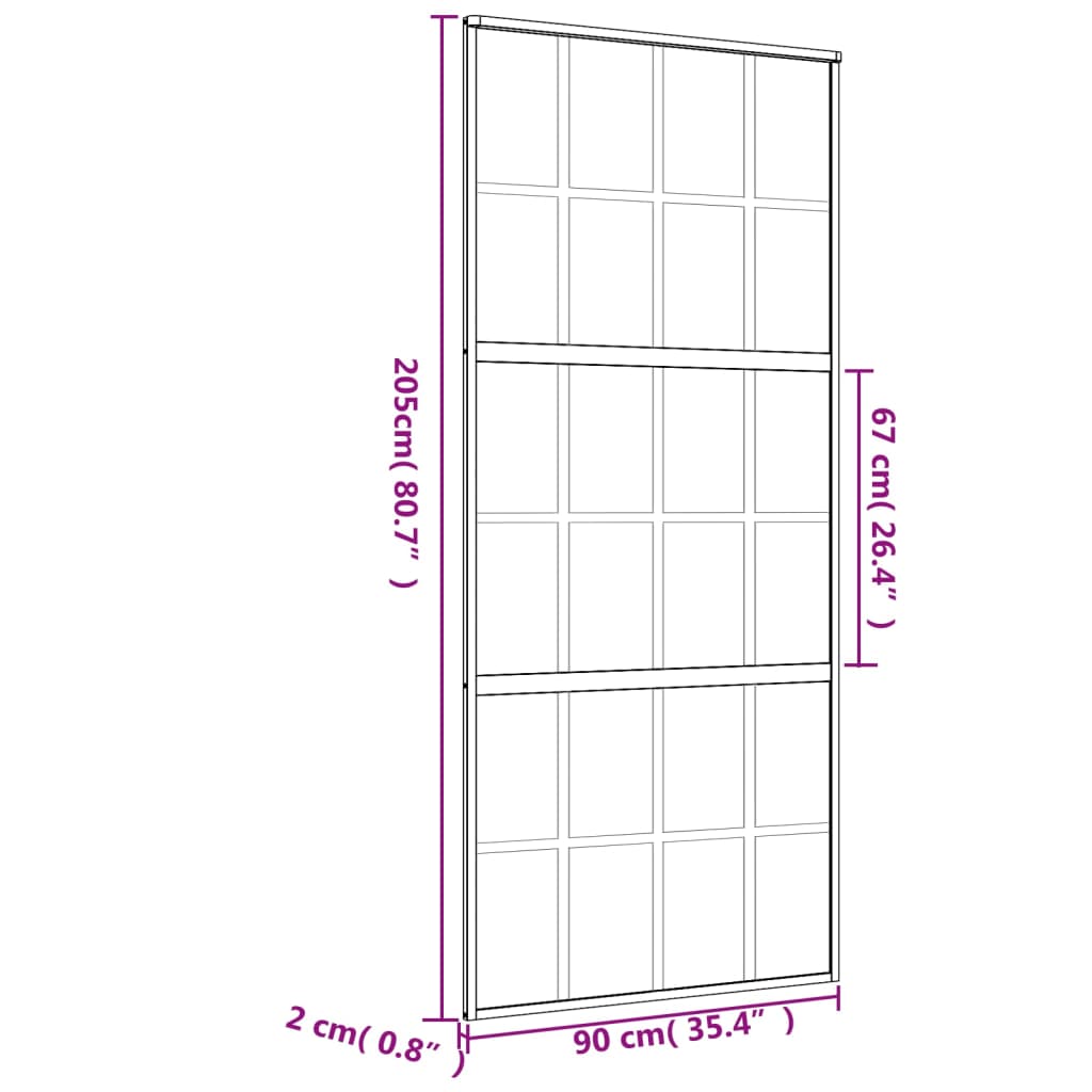 Porta Scorrevole Dorata 90x205 Vetro Trasparente ESG Alluminio 155173