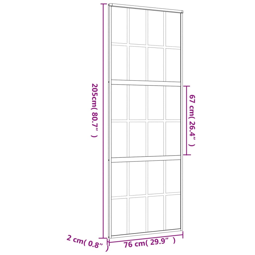 Porta Scorrevole Dorata 76x205 Vetro Smerigliato ESG Alluminio 155175