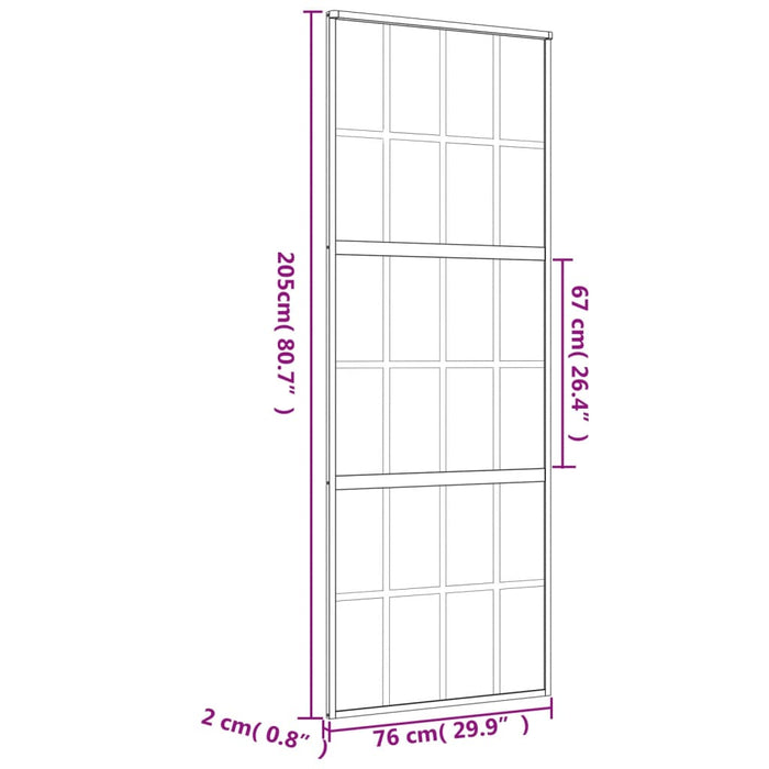 Porta Scorrevole Dorata 76x205 Vetro Smerigliato ESG Alluminio 155175