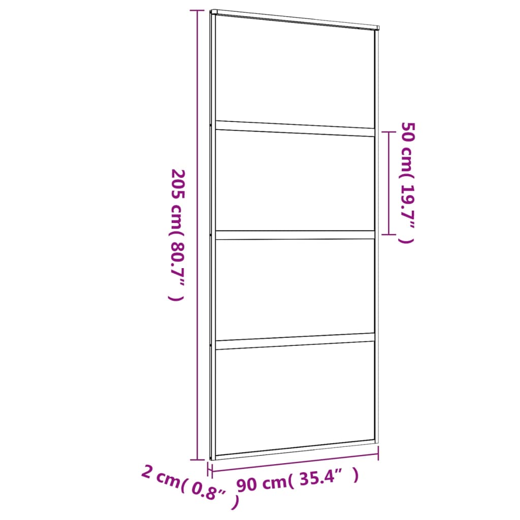 Porta Scorrevole Dorata 90x205 Vetro Smerigliato ESG Alluminio 155182