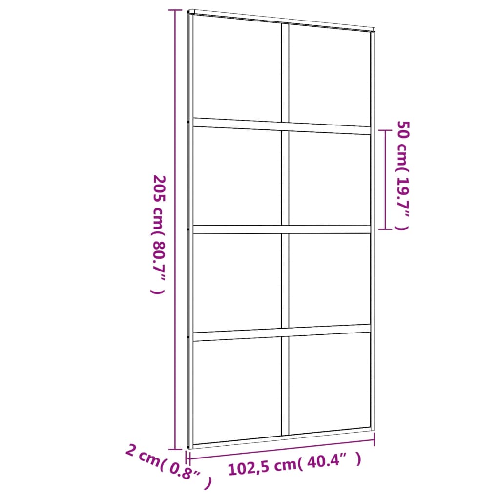 Porta Scorrevole Oro 102,5x205 Vetro Smerigliato ESG Alluminio 155189