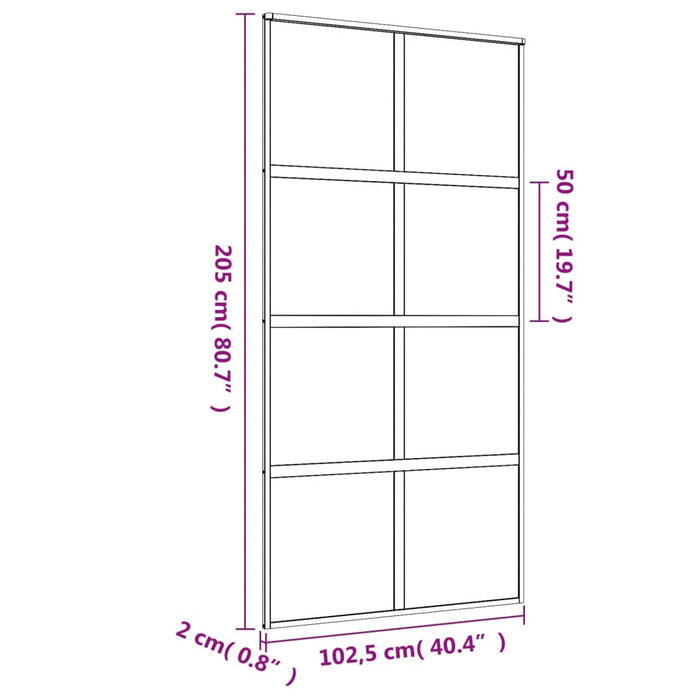 Porta Scorrevole Oro 102,5x205 Vetro Smerigliato ESG Alluminio 155189