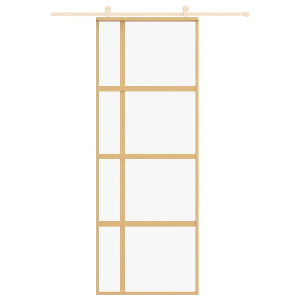 Porta Scorrevole Dorata 76x205 Vetro Trasparente ESG Alluminio 155190