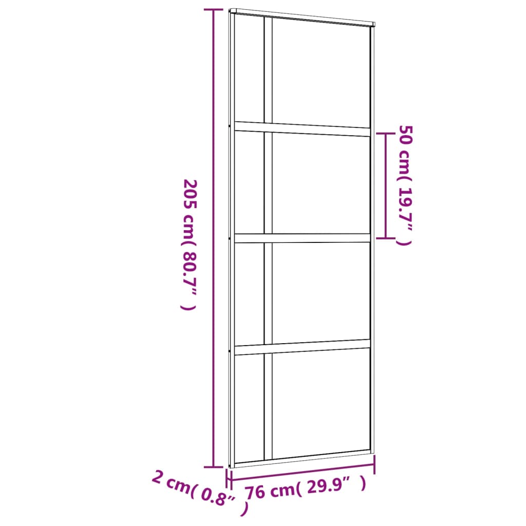 Porta Scorrevole Dorata 76x205 Vetro Trasparente ESG Alluminio 155190