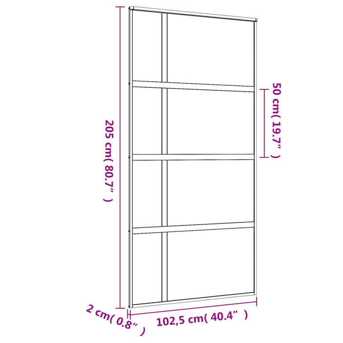 Porta Scorrevole Oro 102,5x205 Vetro Smerigliato ESG Alluminio 155195