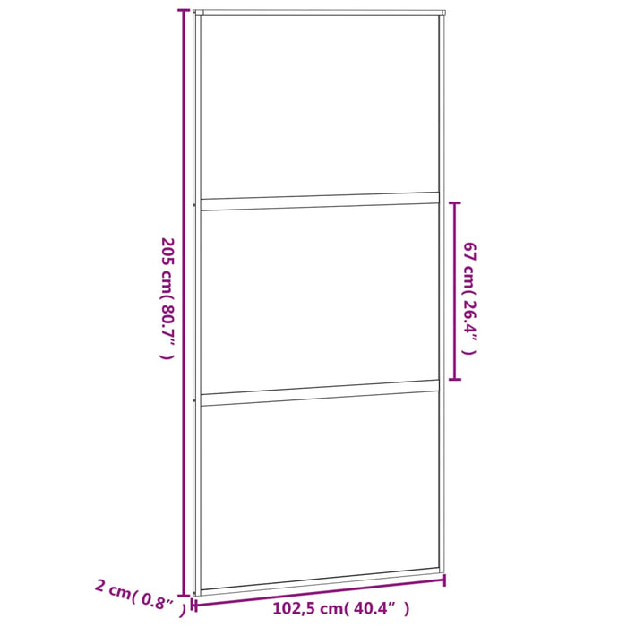 Porta Scorrevole Nera 102,5x205 cm Vetro Temperato e Alluminio 155200