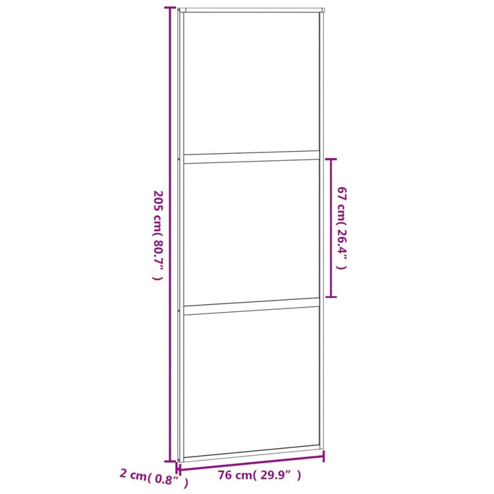 Porta Scorrevole Nera 76x205 cm in Vetro Temperato e Alluminio 155201