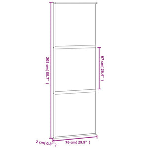 Porta Scorrevole Bianca 76x205 cm Vetro Temperato e Alluminio 155204