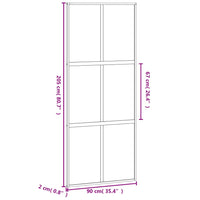 Porta Scorrevole Nera 90x205 cm in Vetro Temperato e Alluminio 155208