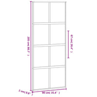 Porta Scorrevole Nera 76x205 cm in Vetro Temperato e Alluminio 155225