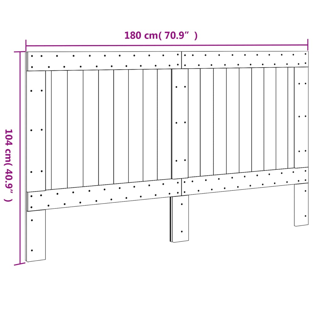 Testiera 180x104 cm in Legno Massello di Pino 358394