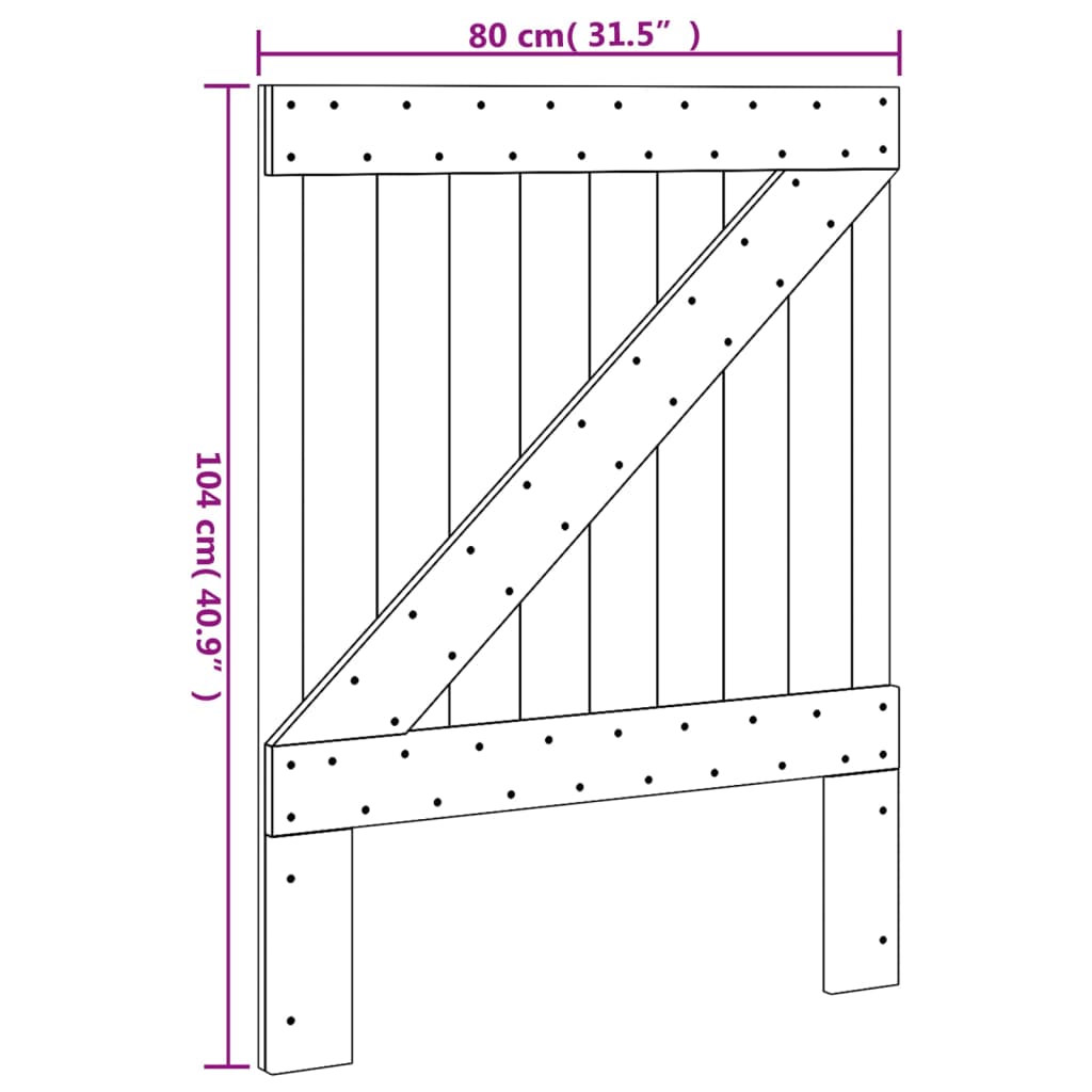 Testiera 80x104 cm in Legno Massello di Pino 358396