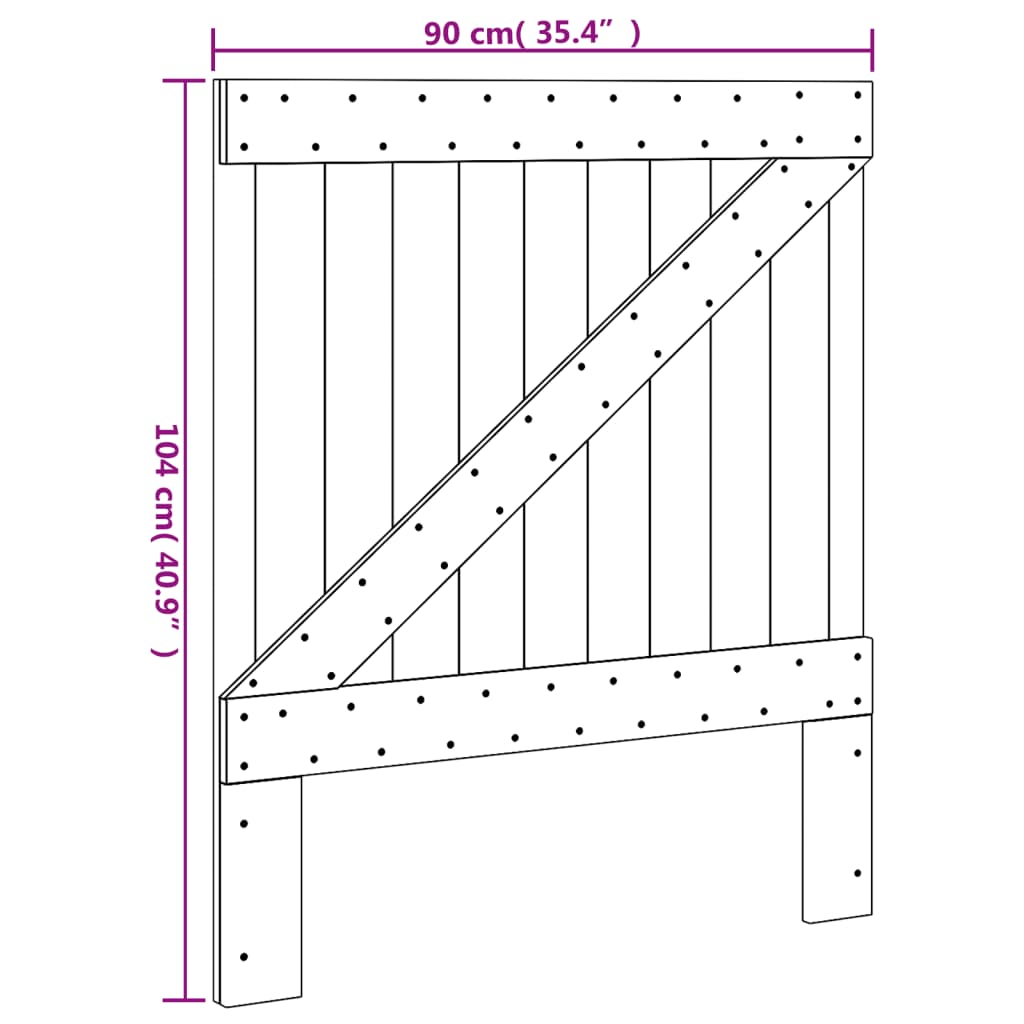 Testiera 90x104 cm in Legno Massello di Pino 358397