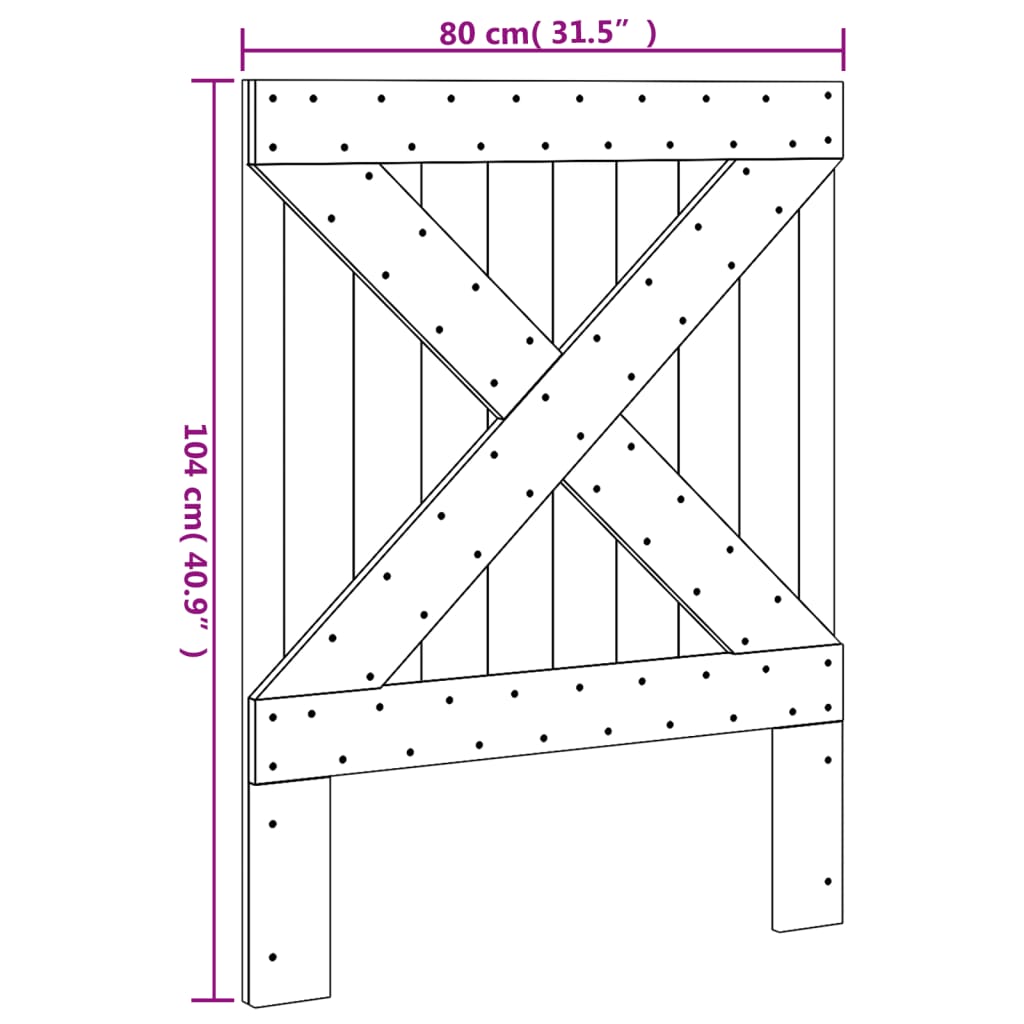 Testiera 80x104 cm in Legno Massello di Pino 358403