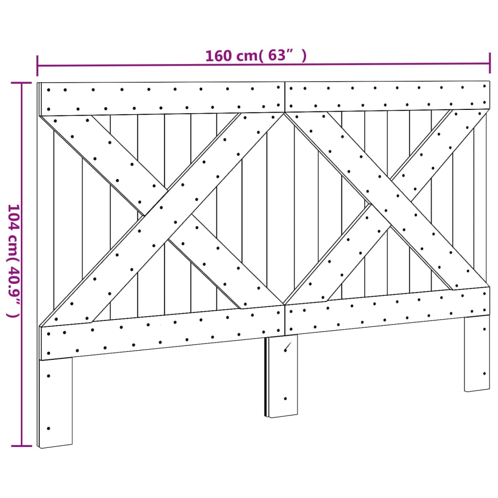 Testiera 160x104 cm in Legno Massello di Pino 358407