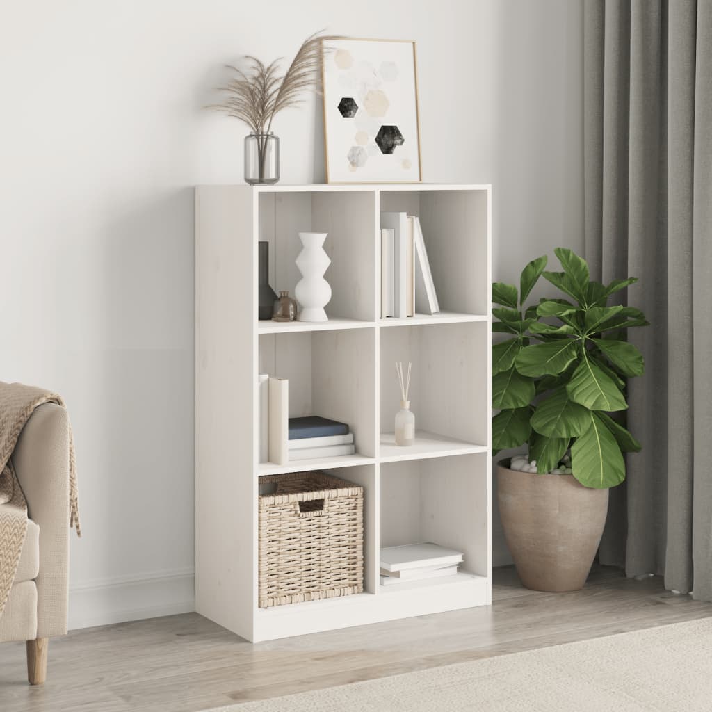 Libreria Bianca 70x33x110 cm in Legno Massello di Pinocod mxl 82816