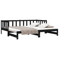 Divano Letto con Letto Estraibile Nero 90x200cm Massello Pino 836158