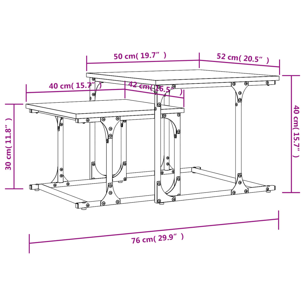 Tavolini Impilabili 2 pz Neri in Legno Multistrato 833368