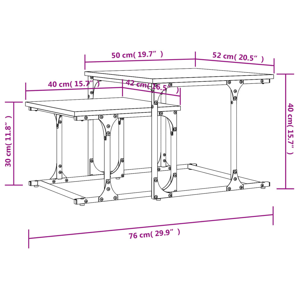 Tavolini Impilabili 2 pz Rovere Sonoma in Legno Multistrato 833369