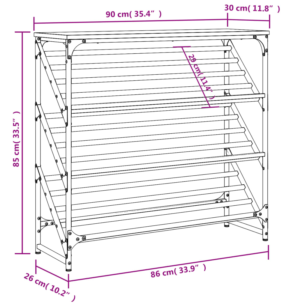 Scarpiera Nera 90x30x85 cm in Legno Multistrato 833428