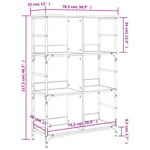 Libreria Rovere Fumo 78,5x33x117,5 cm in Legno Multistrato 835251