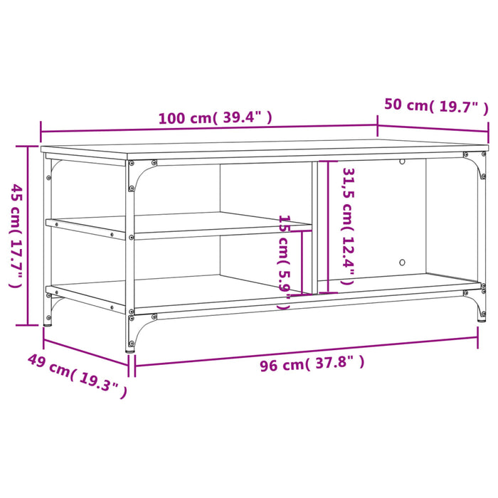 Tavolino da Salotto Nero 100x50x45 cm in Legno Multistrato 835304