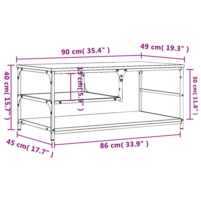 Tavolino da Salotto Nero 90x49x40 cm in Legno Multistrato 835309