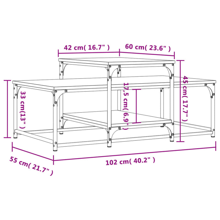 Tavolino da Salotto Rovere Sonoma 102x60x45cm Legno Multistrato 835315