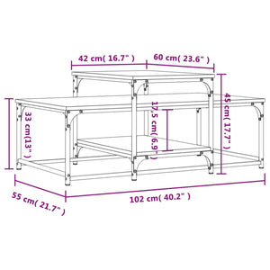 Tavolino da Salotto Rovere Fumo 102x60x45 cm Legno Multistrato 835316