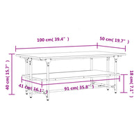 Tavolino Salotto Rovere Marrone 100x50x40cm Legno Multistrato 835323