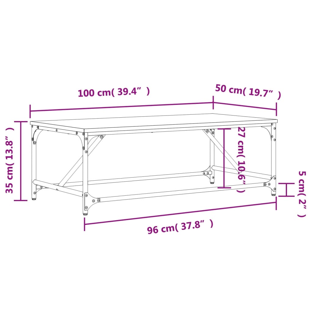 Tavolino da Salotto Rovere Sonoma 100x50x35cm Legno Multistrato 835330