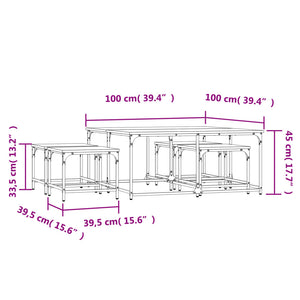 Tavolini Impilabili 5 pz Neri in Legno Multistrato 835334