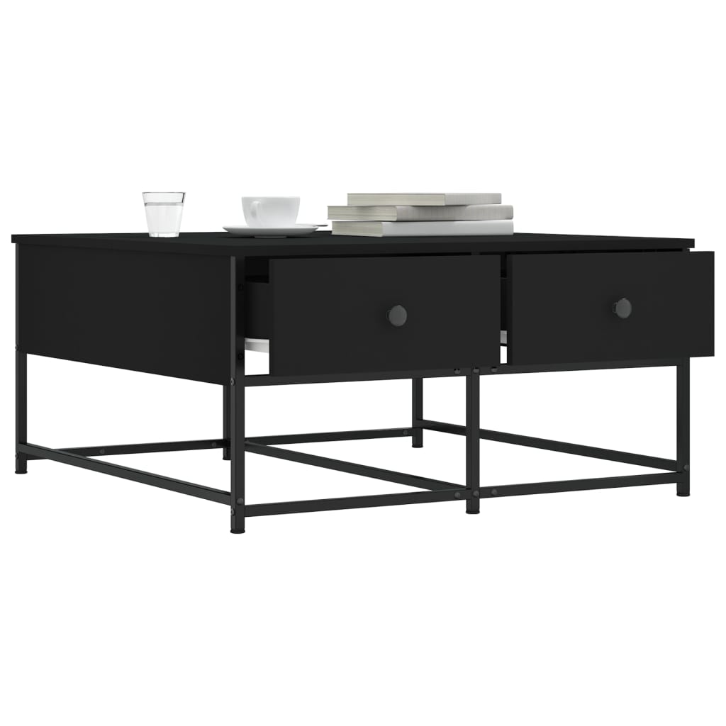 Tavolino da Salotto Nero 80x80x40 cm in Legno Multistrato 835354