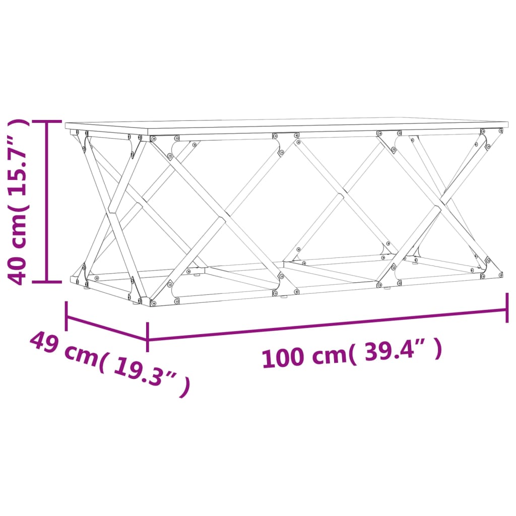 Tavolino da Salotto Rovere Fumo 100x49x40 cm Legno Multistrato 835361