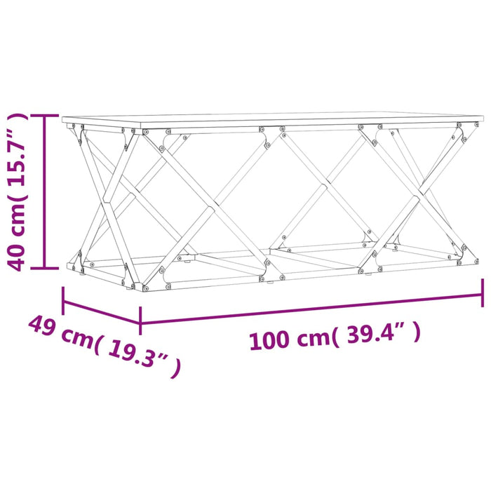 Tavolino da Salotto Rovere Fumo 100x49x40 cm Legno Multistrato 835361