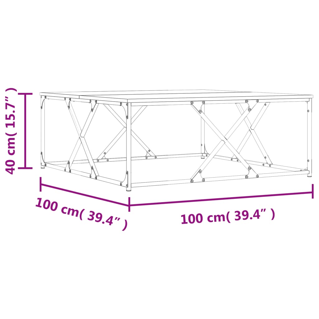 Tavolino Salotto Rovere Sonoma 100x100x40 cm Legno Multistrato 835365