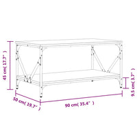 Tavolino da Salotto Rovere Marrone 90x50x45cm Legno Multistrato 835388