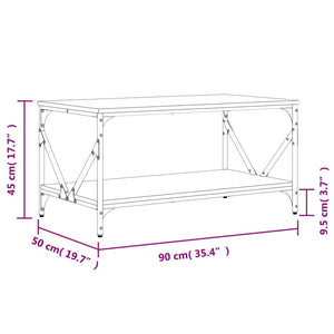 Tavolino da Salotto Rovere Marrone 90x50x45cm Legno Multistrato 835388